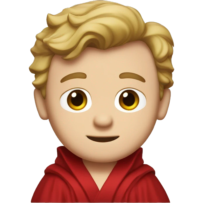 Barney Stinson, who has white skin, a short face, and dark blond hair that sticks out at the front, wears a red-black robe. emoji