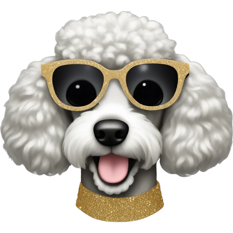 Poodle wear glitter sunglasses  emoji
