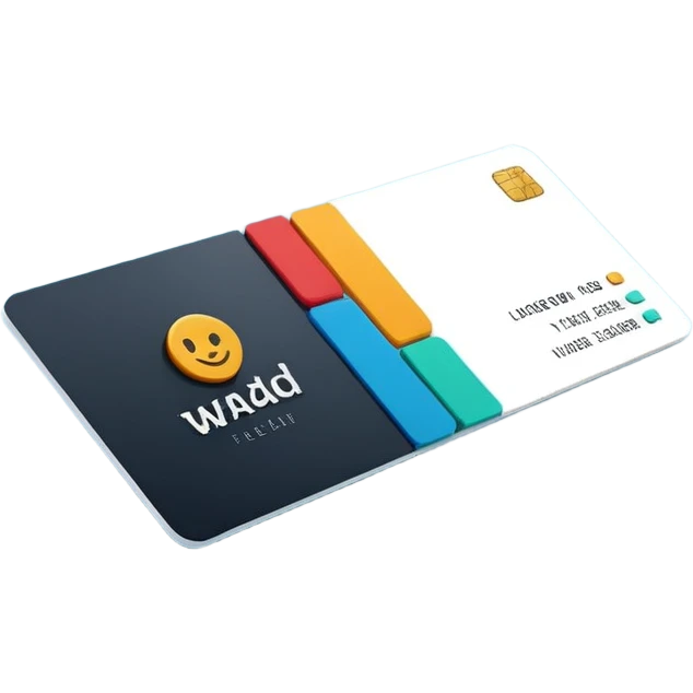 3D minimal corporate card featuring bold #FF3D00 accents. Display the exact text ‘WAD’ only (no other letters, no numbers, no chip, no logos). Clean, modern, high-end style.. emoji