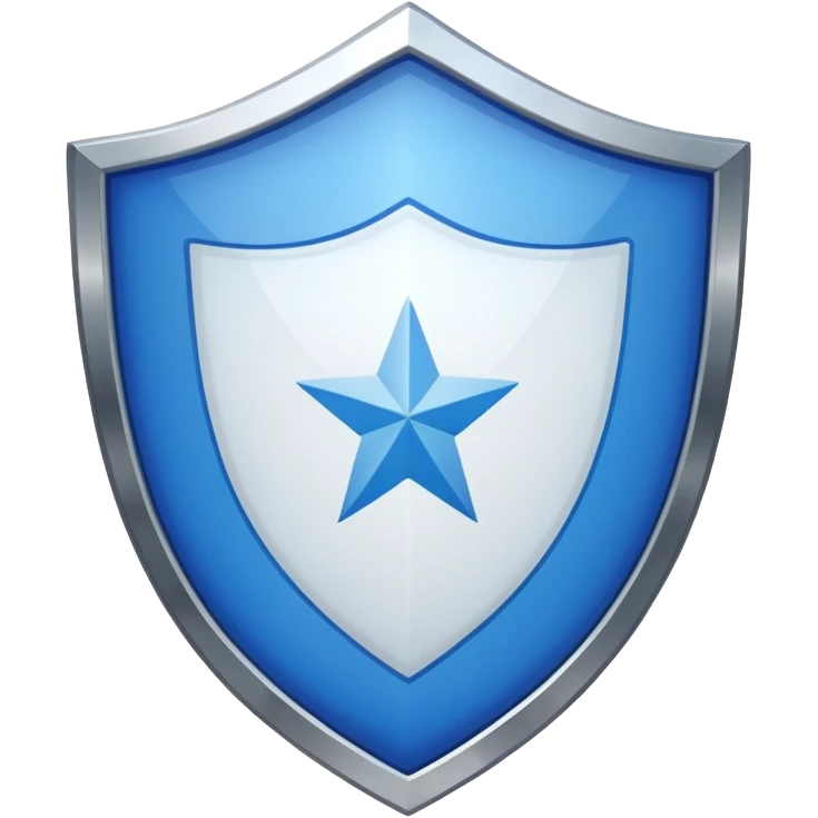 A shiny blue shield with a white 7 in the middle and a flag animation emoji
