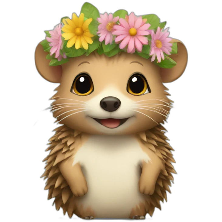 hedgehod with flower crown emoji