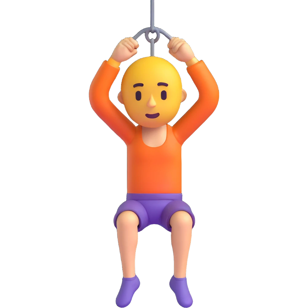 Make the tired man hang down, body limp, arms and head dangling, in the same 3D emoji style, with no background. emoji