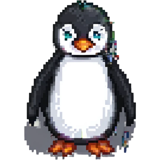 pixel art penguin, simple and cute emoji