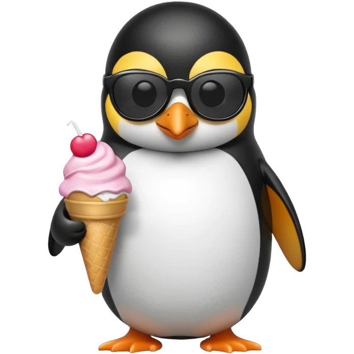 Penguin with sunglasses and ice cream emoji