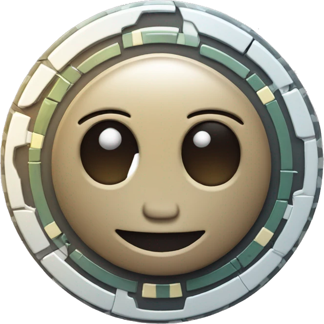 a casino chip with cartoon robot face emoji