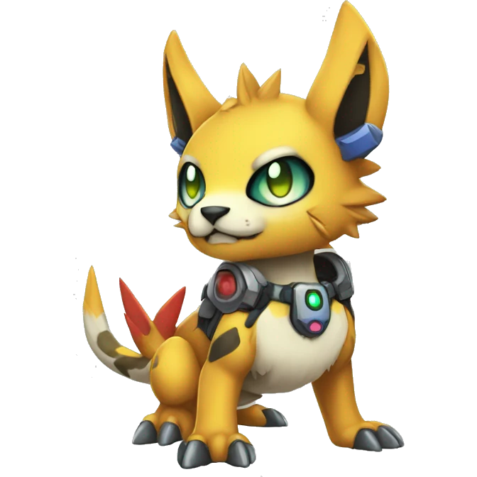 cute cool edgy Digimon-Fakemon-animal with colorful markings full body emoji