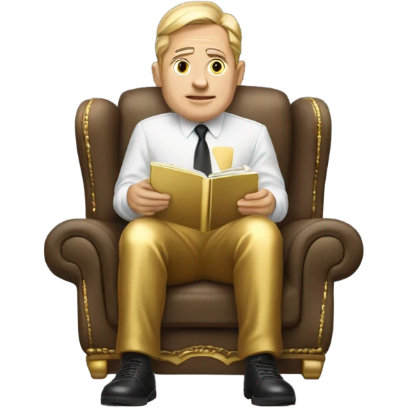 Billionaire reading gold magazine and mobile phone emoji