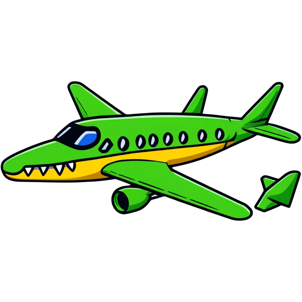 Crocodile bomber plane with sharp teeth emoji