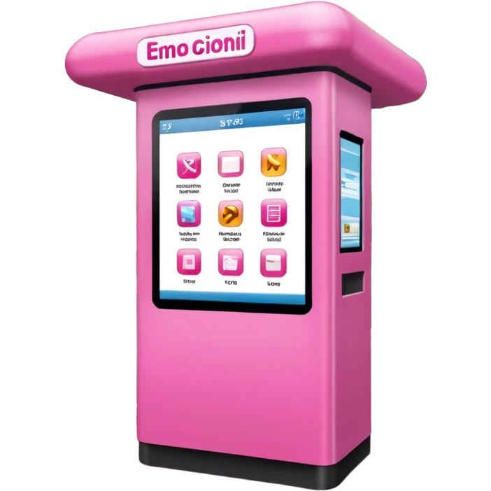 Digital Kiosk + pink interface + public info, Street Advertisements. emoji