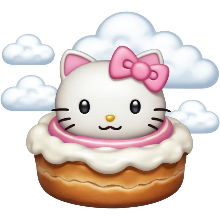 Cinnamon roll from hello Kitty dancing in the clouds emoji