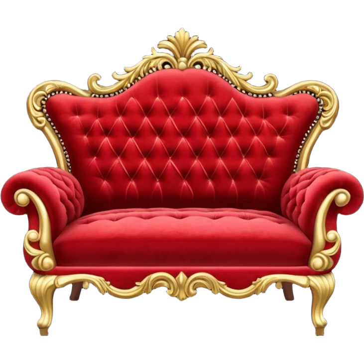 A big antique Red-velveted Loveseats-couch emoji