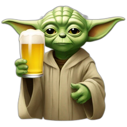 Yoda buvant une bierre emoji