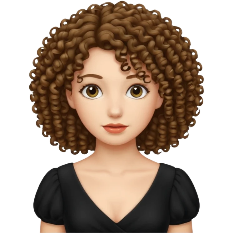black dress curly hair emoji
