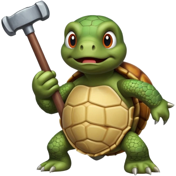angry turtle hitting with hammer emoji