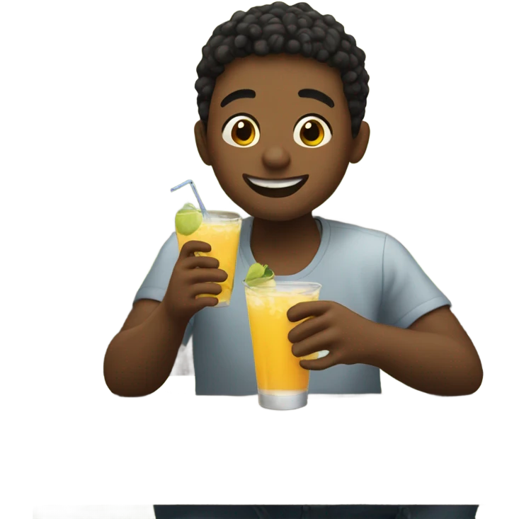 boys enjoying drinks outdoors emoji