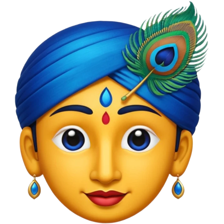 Krishna tilak emoji, stylized, with a hint of peacock feather, vibrant and clean emoji