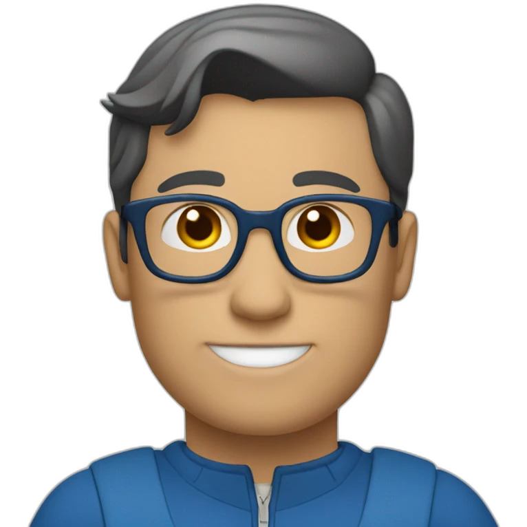 Clark Kent wearing a blue half zip using a laptop emoji