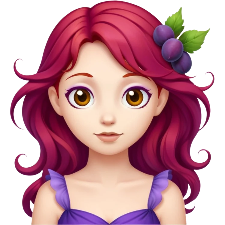 fairy with plums red hair wearing purple  emoji