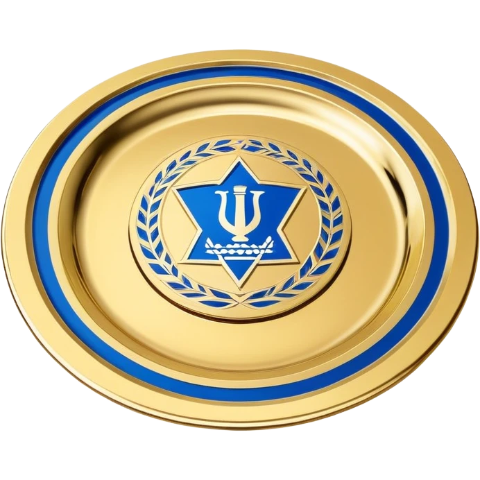 gold football plate with blue accents, inspired by Israeli Premier League trophy emoji