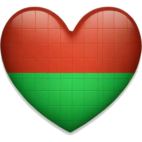 Un coeur carreaux rouge et vert emoji