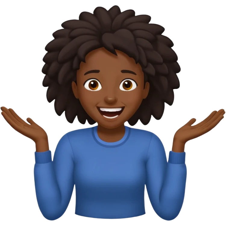 Baiza Ethiopian, dark hair Oldest but immature, no filter, funny Pose: laughing wildly, arms flailing age 21 emoji