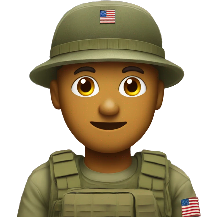 USA flag behind army guy emoji