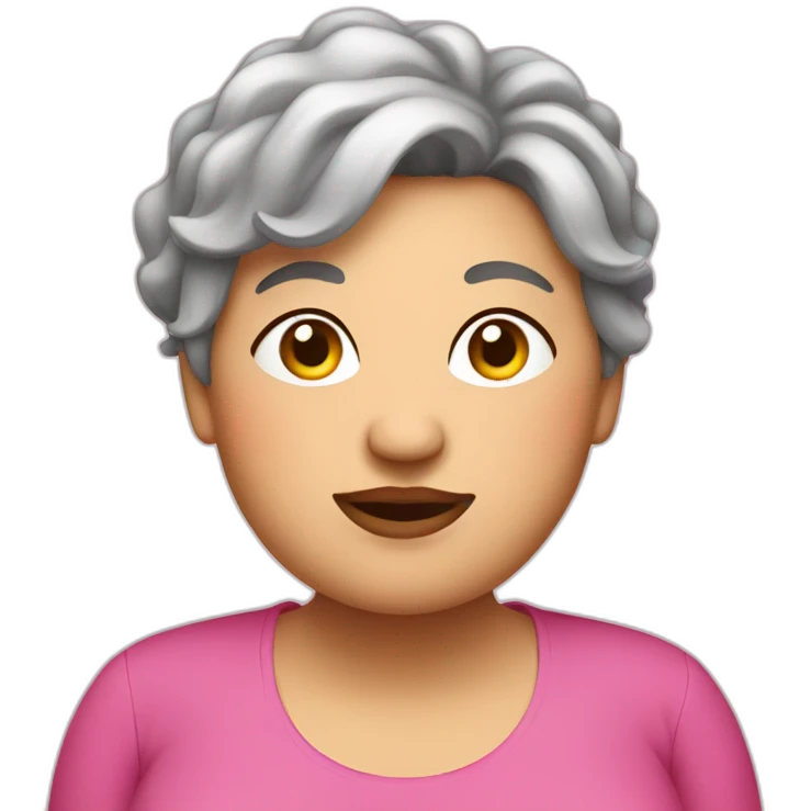 Fat women with short grey hair and wear in pink  emoji