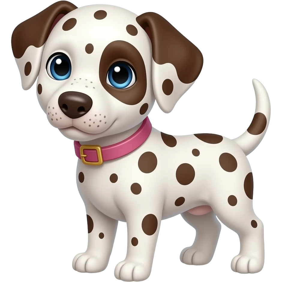 Puppy Dalmatian with spots by eye brown spots blue eyes with freckles by eye pink collar emoji