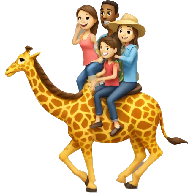 family riding giraffe emoji