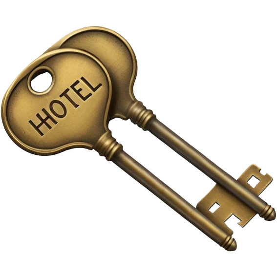 vintage brass hotel room key with large numbered tag emoji