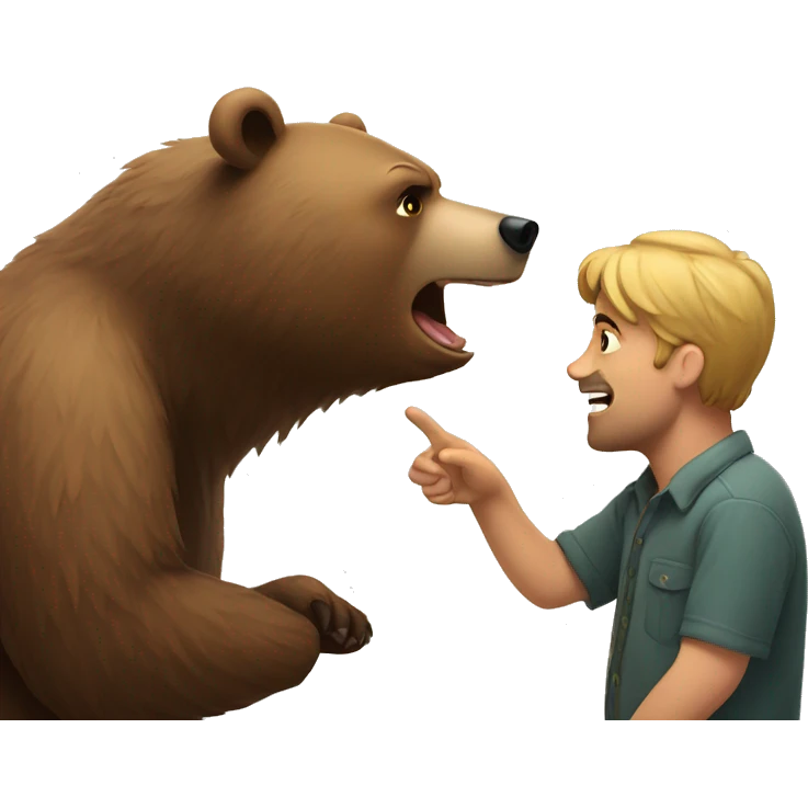 A bear talking with man emoji