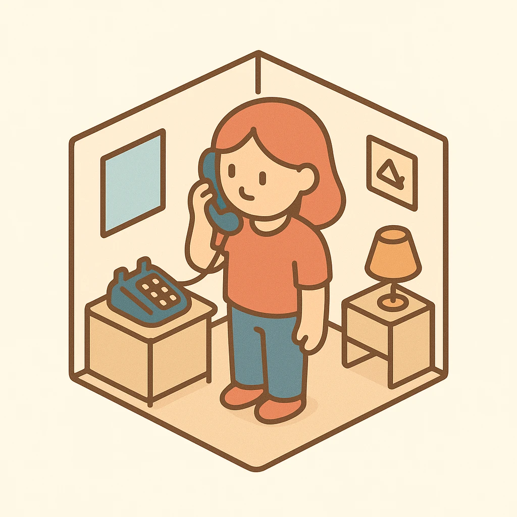 girl talking on telephone in her room emoji