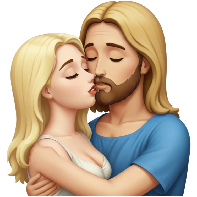 jesus kissing blonde curvy pale woman emoji