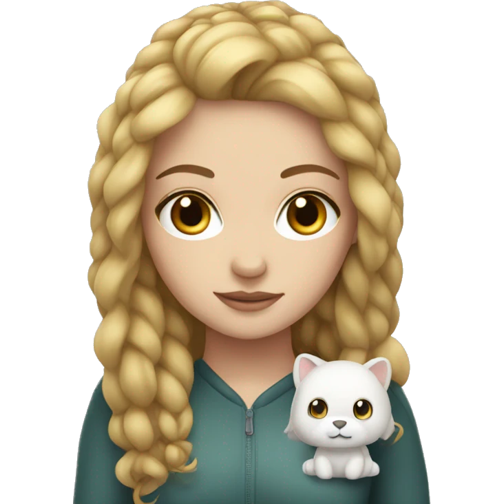 white Girl with plushy emoji