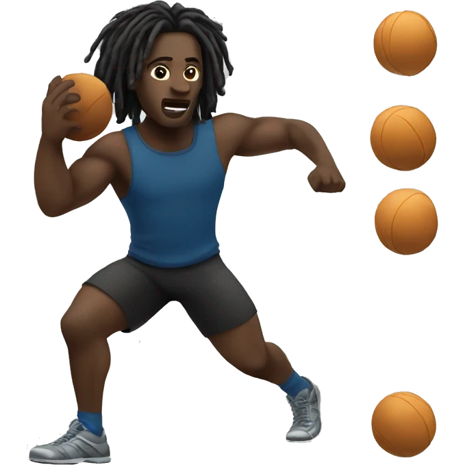 A black man with dreads throwing a shotput emoji