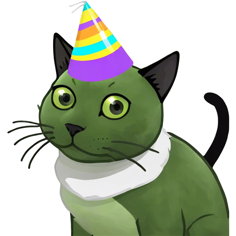 Black cat with party hat emoji