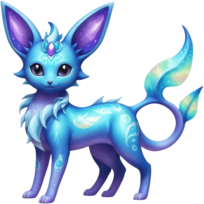 Shiny Iridescent Sparkly Nebulae Espeon-Lumineon-Vaporeon-Amaura-Glaceon-Dragonair-Fakémon-hybrid-creature (full body)  emoji