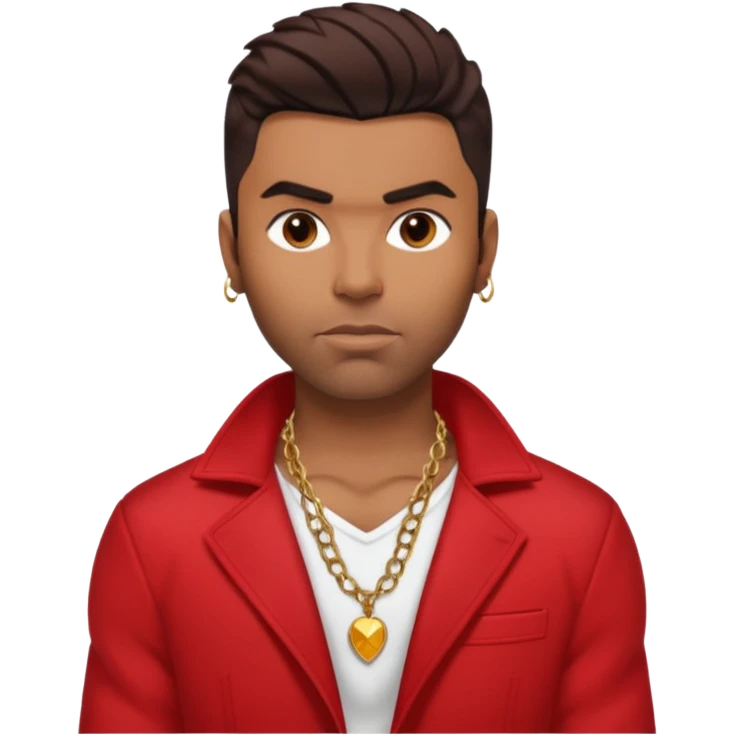 Ginuewine with dark brown hair, shirtless with necklace, red jacket emoji