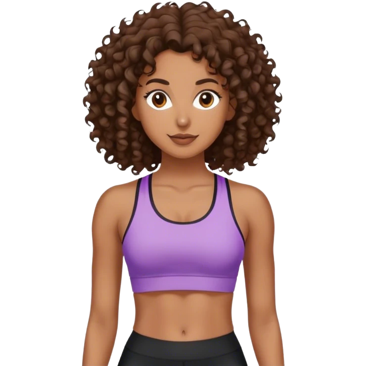 brunete curl medium hair woman working out emoji