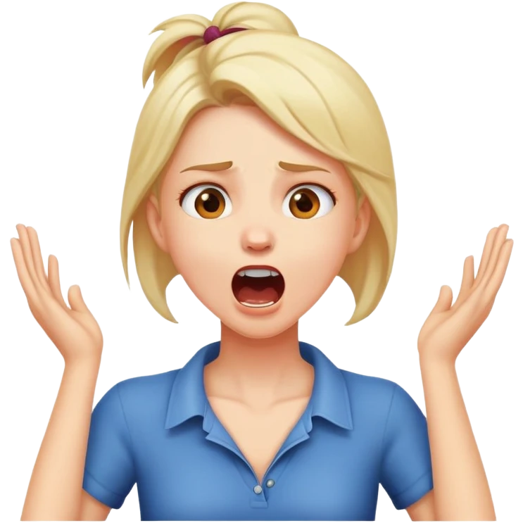 Girl yelling with hands on neck emoji