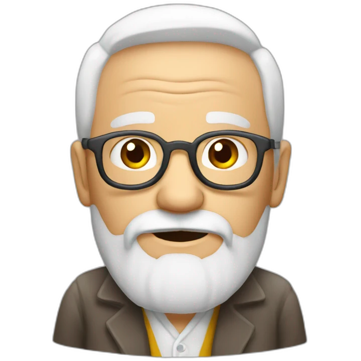 abuelo universitario con barba blanca emoji