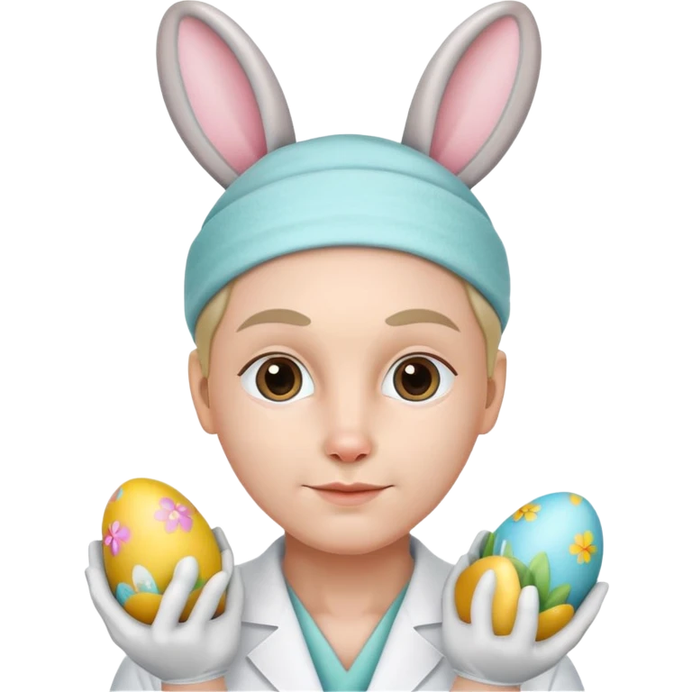 plastic surgeon with bunny ears and Easter eggs emoji