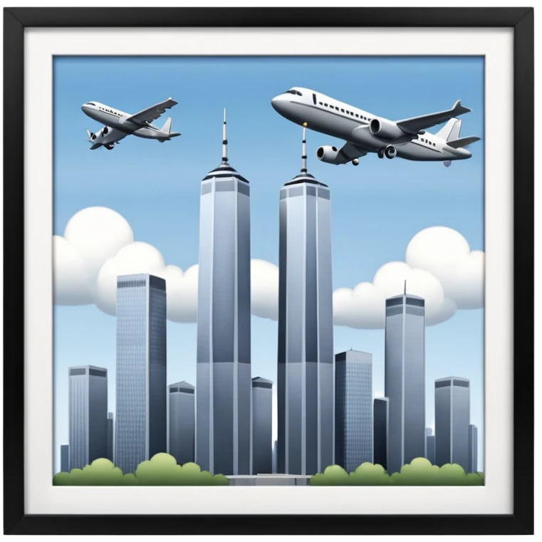 the twin towersw with an airplane  emoji