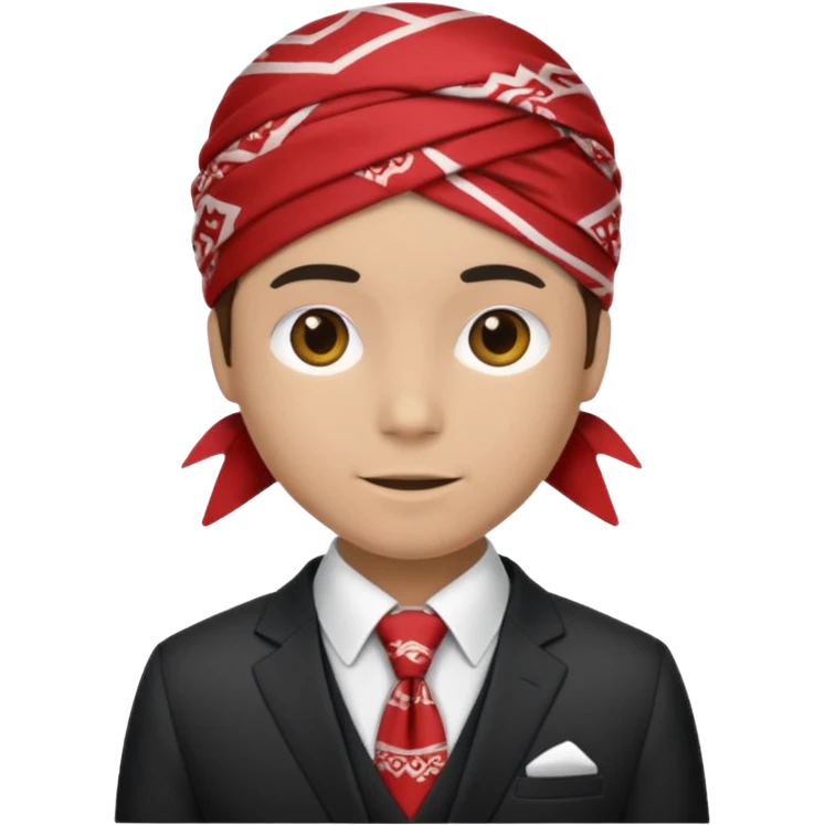Character wearing a bandana and a suit emoji