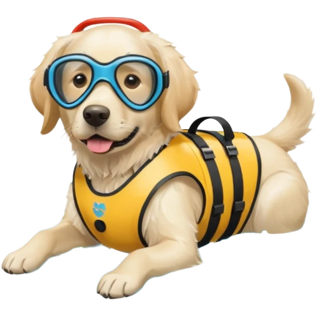 White labrador with snorkel and and swimmers vest emoji
