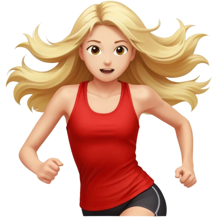 Blonde girl running in red tank top emoji