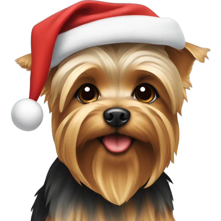 Yorkie with Santa hat and scarf emoji