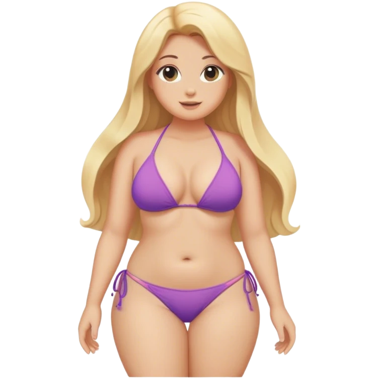 Curvy bikini girl blonde long hair body positve emoji