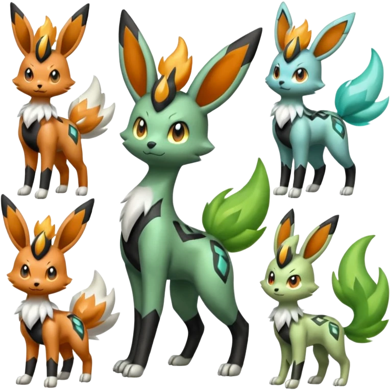 Meloetta-Zygarde-Flareon-Electrike-Virizion-Manectric-Fakémon-fusion, full body emoji