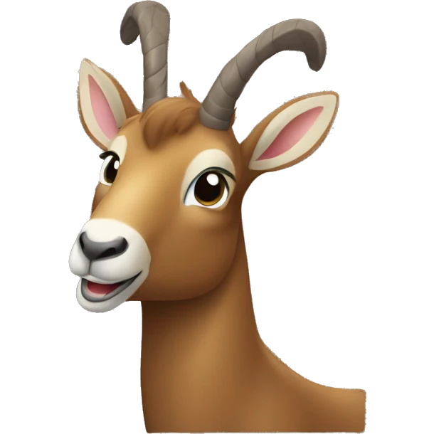 happy smiling brown chamois pointing to the left side with his hoof emoji